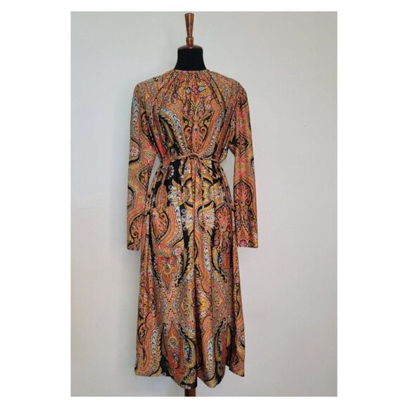 Phenomenal 1960's Abstract Paisley Dress - Picture 1 of 9